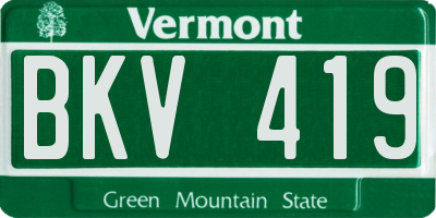 VT license plate BKV419