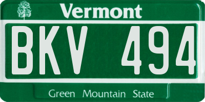 VT license plate BKV494