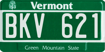 VT license plate BKV621