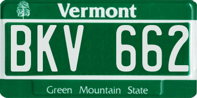VT license plate BKV662