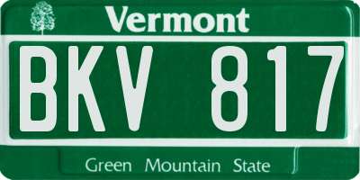 VT license plate BKV817