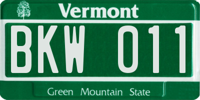 VT license plate BKW011
