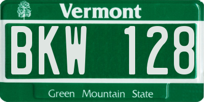 VT license plate BKW128