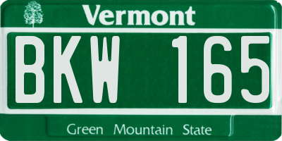 VT license plate BKW165