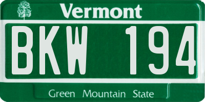 VT license plate BKW194