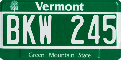 VT license plate BKW245