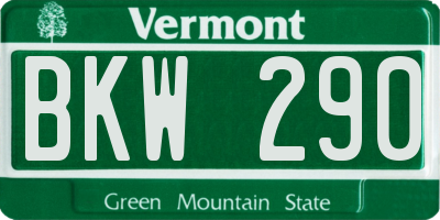 VT license plate BKW290