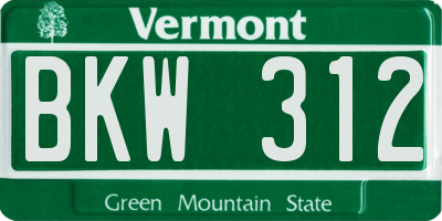 VT license plate BKW312