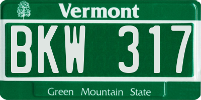 VT license plate BKW317