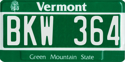 VT license plate BKW364