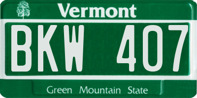 VT license plate BKW407