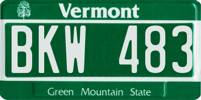 VT license plate BKW483