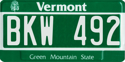 VT license plate BKW492