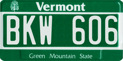 VT license plate BKW606