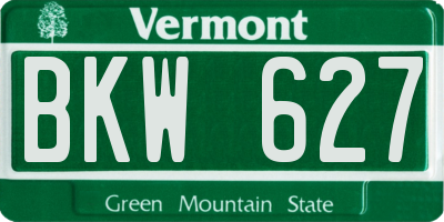 VT license plate BKW627