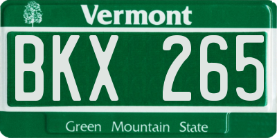 VT license plate BKX265