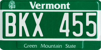 VT license plate BKX455