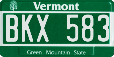 VT license plate BKX583