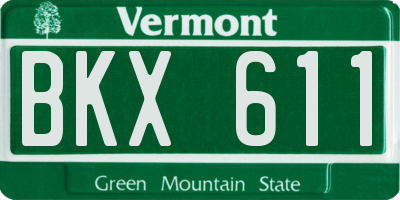 VT license plate BKX611
