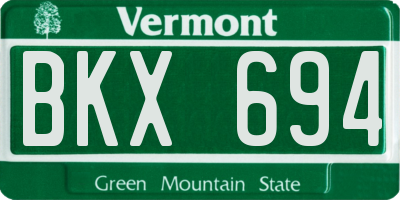 VT license plate BKX694