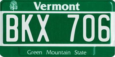 VT license plate BKX706