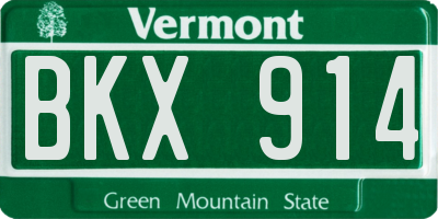 VT license plate BKX914