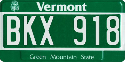 VT license plate BKX918