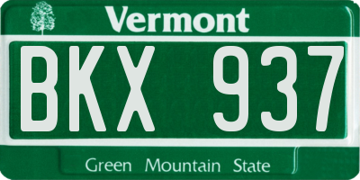 VT license plate BKX937