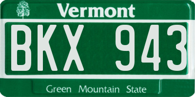 VT license plate BKX943