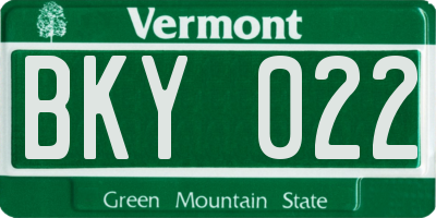 VT license plate BKY022