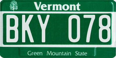 VT license plate BKY078