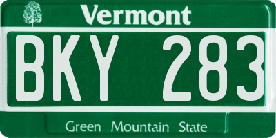 VT license plate BKY283
