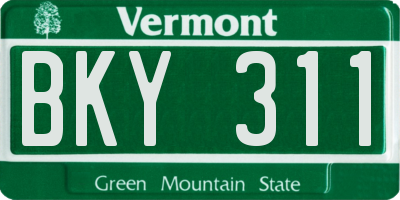 VT license plate BKY311