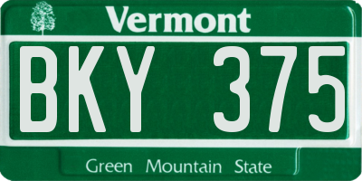 VT license plate BKY375