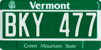 VT license plate BKY477