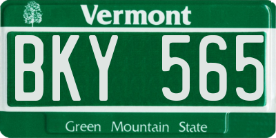VT license plate BKY565