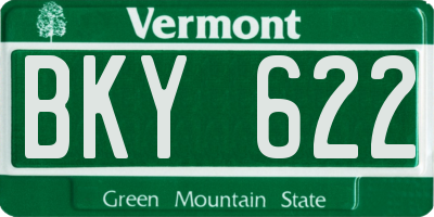 VT license plate BKY622
