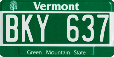 VT license plate BKY637