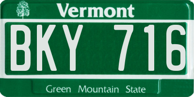 VT license plate BKY716