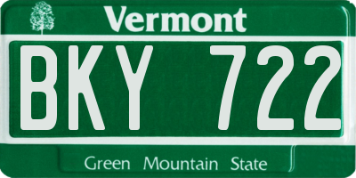 VT license plate BKY722