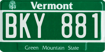 VT license plate BKY881