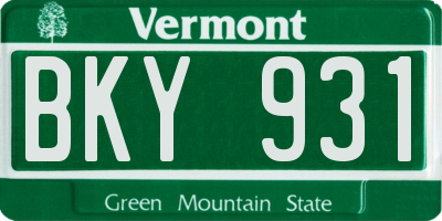 VT license plate BKY931