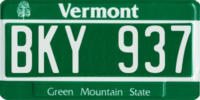 VT license plate BKY937