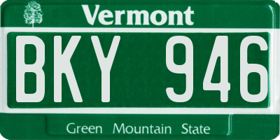 VT license plate BKY946