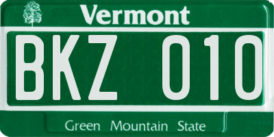 VT license plate BKZ010
