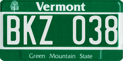 VT license plate BKZ038