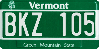 VT license plate BKZ105