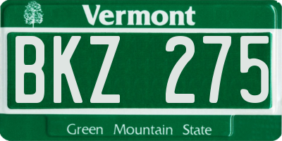 VT license plate BKZ275