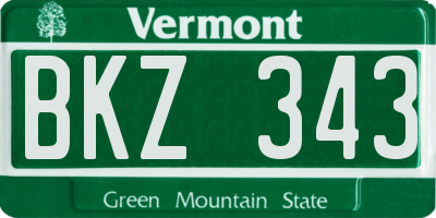 VT license plate BKZ343