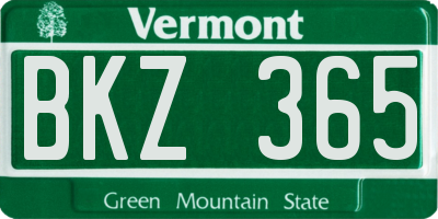 VT license plate BKZ365